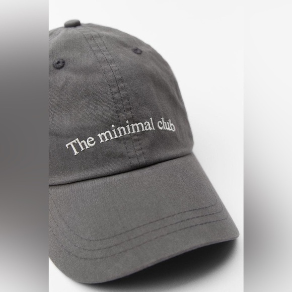 ?NWT. Zara Taupe Grey Faded Cap with Slogan.